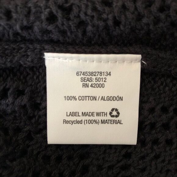 Vtg Route 66 Large Womens Crochet Cropped Black Cardigan Moody Goth 90s Y2K - Picture 8 of 9